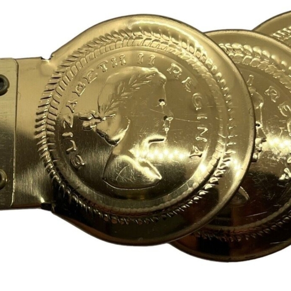 COIN VINTAGE Belt Stretch Embossed Gold Boho Medallion Retro Y2K Maximalist Glam - Picture 9 of 15